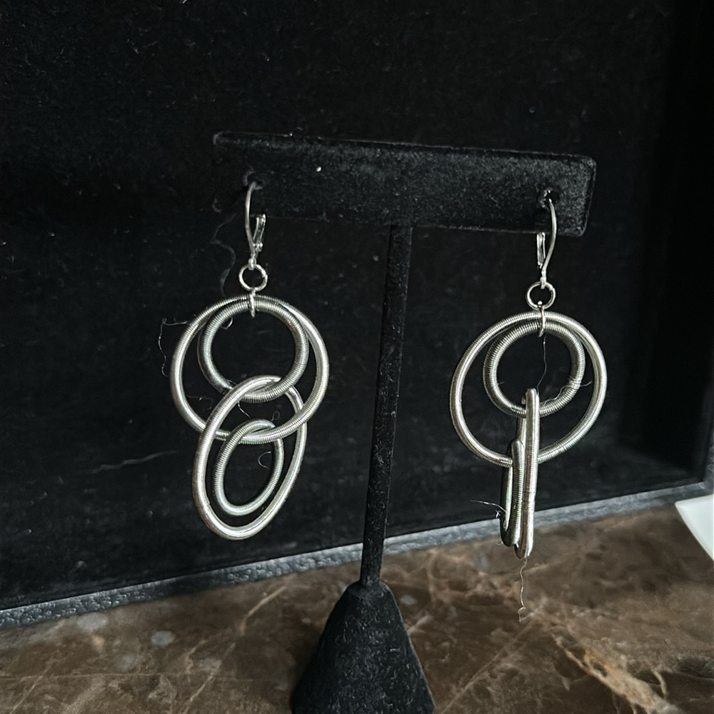 Elegant Two-Tone Silver Dangle Earrings